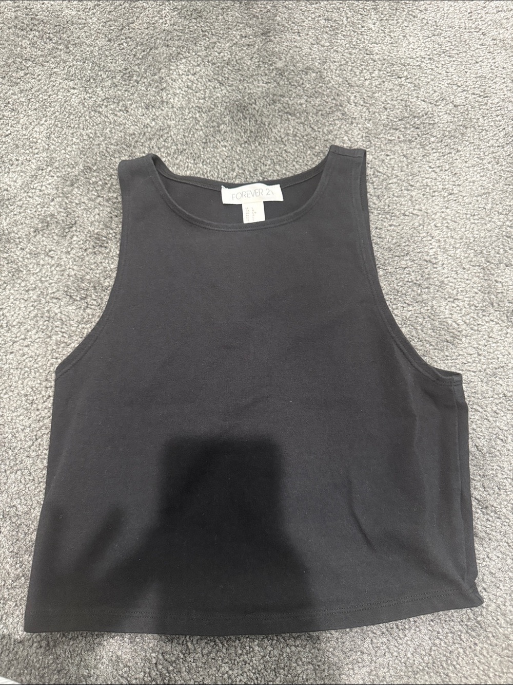 Forever 21 Black Ribbed Crop Tank